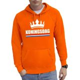 Oranje Koningsdag met een kroon sweater met capuchon heren - Feesttruien