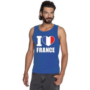 Blauw I love Frankrijk fan singlet shirt/ tanktop heren - Feestshirts