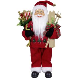 Kerstman pop Martin - H45 cm - rood - staand - kerst beeld -decoratie figuur - Kerstman pop