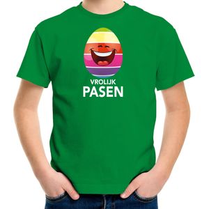 Lachend Paasei vrolijk Pasen t-shirt groen voor kinderen - Paas kleding / outfit - Feestshirts