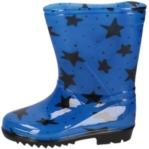 Blauwe kleuter/kinder regenlaarzen zwarte sterretjes print - Regenlaarzen