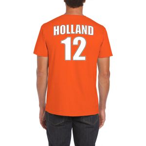 Oranje supporter t-shirt met rugnummer 12 - Holland / Nederland fan shirt voor heren - Feestshirts