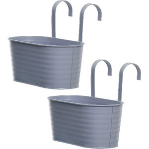 2x stuks bloembakken ophangbaar - zink - 32 x 16 cm - lila paars - Plantenpotten