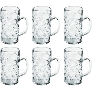 6x Bierpullen/bierglazen 1.3 liter/130 cl/1300 ml van onbreekbaar kunststof - Bierglazen