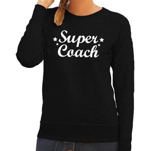 Zwarte trui en super coach bedrukking dames - Feesttruien