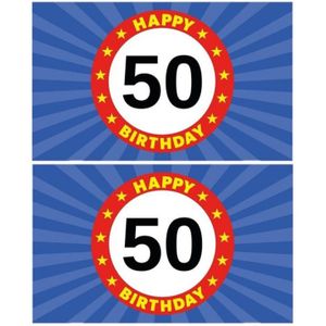 2x stuks happy Birthday 50 jaar versiering vlag 150 x 90 cm - Vlaggen