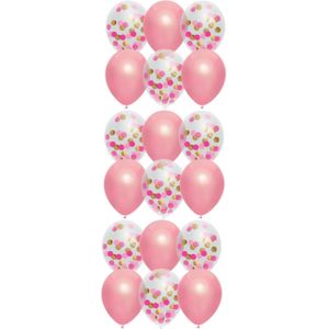 Feestversiering roze-mix thema ballonnen 18x stuks 30 cm - Ballonnen