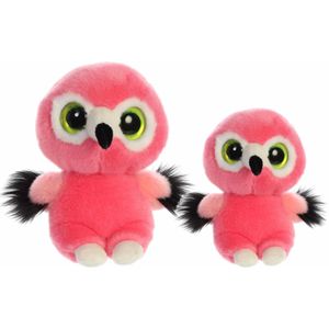 Flamingo knuffels setje van 2x stuks - 15 en 20 cm - Pluche knuffel flamingos ouder en kindje