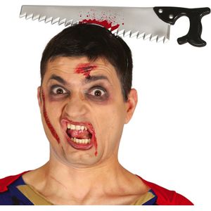 Halloween/horror diadeem - bloederige zaag - kunststof - verkleedaccessoires - Verkleedhoofddeksels