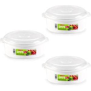 Magnetronschaal - 3x - 1 liter - wit/transparant - kunststof - BPA vrij - Magnetronbakken
