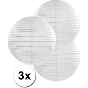 3 bolvormige lampionnen wit 35 cm - Feestlampionnen