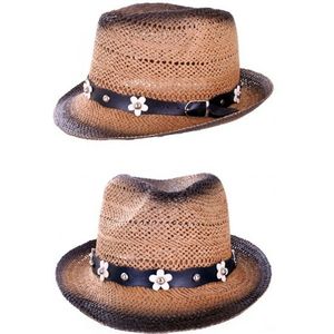 Ibiza hoed met bloemenriem - Verkleedhoofddeksels