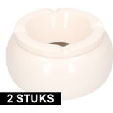 2x Witte terras asbak/storm asbak 11 cm - Buiten asbakken - Tafelaccessoires - Tuin artikelen