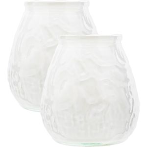 Set van 2x stuks witte Lowboy buiten tafel sfeer kaarsen 10 cm 40 branduren in glas - Tuinkaarsen