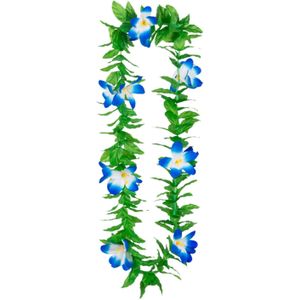 Hawaii krans/slinger - Tropische kleuren mix groen/blauw - Bloemen hals slingers - Verkleedkransen
