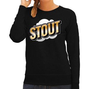 Stout fun tekst sweater voor dames zwart in 3D effect - Feesttruien