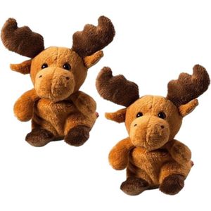 2x stuks speelgoed eland knuffel 14 cm - Knuffel bosdieren