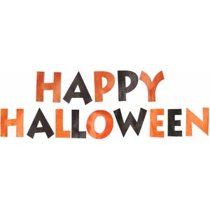 Happy Halloween feestslinger - 3,65 meter - oranje/zwart - van papier - Feestslingers
