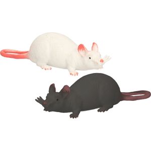 John Toy - Speelgoed/Halloween decoratie ratten - 2x stuks - Kunststof - In 2 kleuren van 28 cm - Speelfiguren