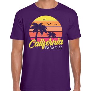 California zomer t-shirt / shirt California paradise paars voor heren - Feestshirts