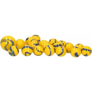 Glazen Knikkers 21x Yellow And Blue - Buitenspeelgoed - Knikkeren