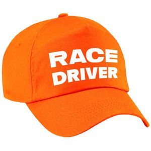 Race driver / auto coureur verkleed pet oranje voor kinderen - Verkleedhoofddeksels