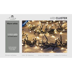 Clusterverlichting met timer en dimmer 1152 leds warm wit 7 meter - Kerstverlichting kerstboom