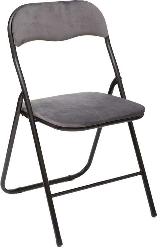 Klapstoel met fluweel zitting - grijs - 44 x 48 x 79 cm - metaal -  Klapstoelen kopen? Vergelijk de beste prijs op beslist.nl