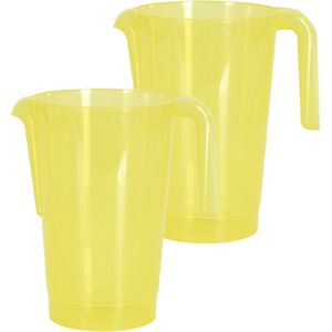 Excellent Houseware Schenkkan/waterkan - 2x - geel - 1500 ML - kunststof - 20 x 18 x 20,5 cm