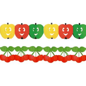 Gezond Fruit thema versiering thema slingers appel/kers 3 meter per stuk - Feestslingers
