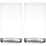 Set van 2x stuks transparante home-basics cylinder vorm vaas/vazen van glas 29 x 14 cm - Vazen