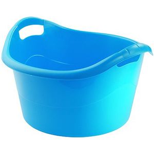 Grote teil/afwasbak/kuip - kunststof - rond - handvatten - 54 x 32 cm - 38 liter - blauw - Afwasbak
