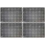 4x Rubberen deurmat - 60 x 40 cm - buitenmat - Deurmatten/buitenmatten