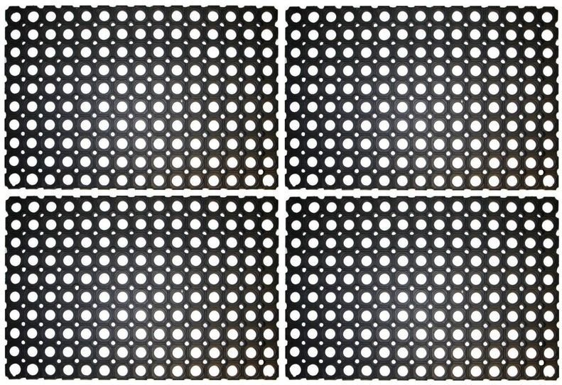 4x Rubberen deurmat - 60 x 40 cm - buitenmat - Deurmatten/buitenmatten