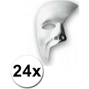 24 witte maskers half gezicht - Verkleedmaskers