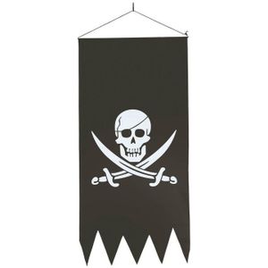 Zwarte piraten vlag met doodskop 86 cm - Vlaggen