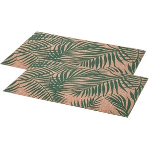 Set van 8x stuks rechthoekige placemats Palm groen - linnen mix - 45 x 30 cm - Onderleggers