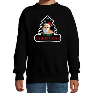 Dieren kersttrui vos zwart kinderen - Foute vossen kerstsweater - kerst truien kind