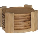 Set van 18x ronde onderzetters voor glazen D10 cm bamboe