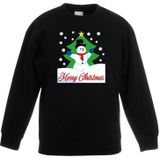 Kersttrui Merry Christmas sneeuwpop zwart kinderen - kerst truien kind