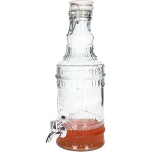 Alessandro Drankdispenser met kraantje - 2 liter - glas - limonadetap - waterdispenser - D18 x H34 cm