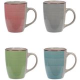 Set van 16x stuks luxe gekleurde stoneware bekers/koffiekopjes 270 ml - Kopjes/koffiebekers