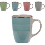 Set van 16x stuks luxe gekleurde stoneware bekers/koffiekopjes 270 ml - Kopjes/koffiebekers