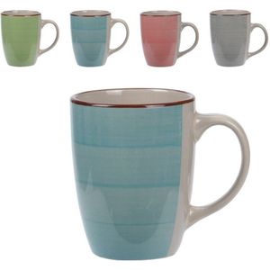 Set van 16x stuks luxe gekleurde stoneware bekers/koffiekopjes 270 ml - Kopjes/koffiebekers