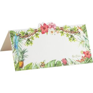 Naamkaartjes/plaatskaartjes - bruiloft - groen/wit - jungle - 8x stuks - 10 x 5 cm - Naambordjes