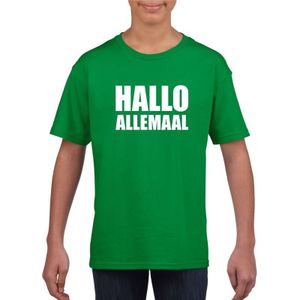 Hallo allemaal tekst groen t-shirt voor kinderen - T-shirts