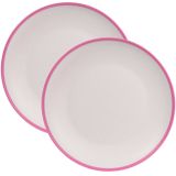 6x stuks onbreekbare kunststof/melamine roze ontbijt bordjes 28 cm voor outdoor/camping/picknick/strand