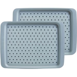 Dienblad - 2x - antislip - blauw - kunststof - 35 x 26 cm - Dienbladen