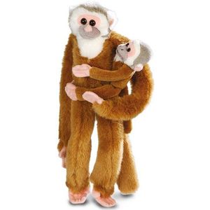 Hangende knuffel aap met baby 53 cm - Knuffel bosdieren