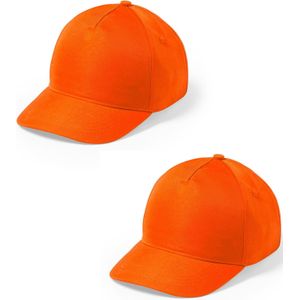 10x stuks oranje 5-panel baseballcap voor volwassenen - Verkleedhoofddeksels